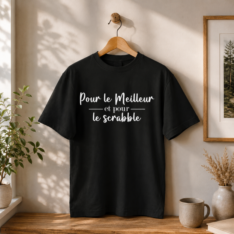 Tee shirt "Pour le meilleur et pour le Scrabble" - Mixte