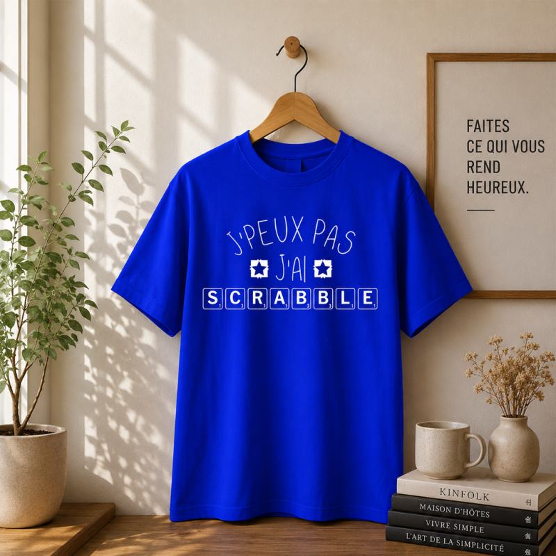 Tee shirt "J'peux pas j'ai Scrabble" - Mixte
