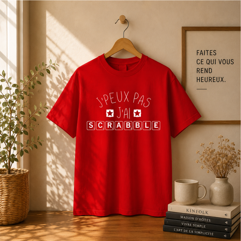 Tee shirt "J'peux pas j'ai Scrabble" - Mixte