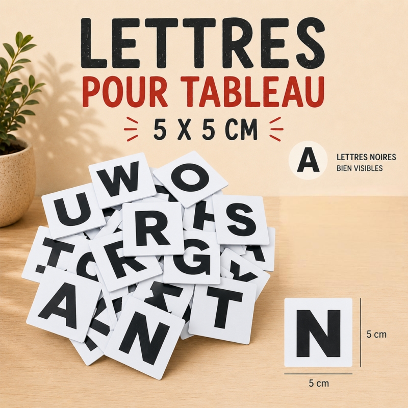 Lettres 5x5 cm magnétique rigides