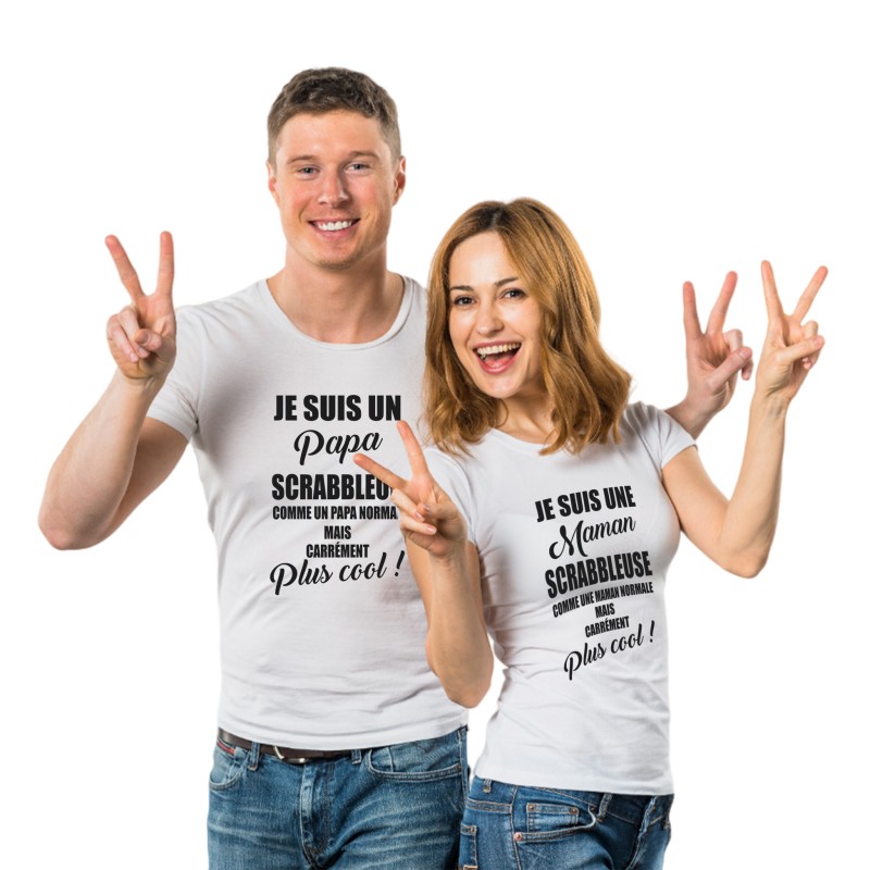 Tee shirt "Parents Scrabbleurs mais carrément plus cool"